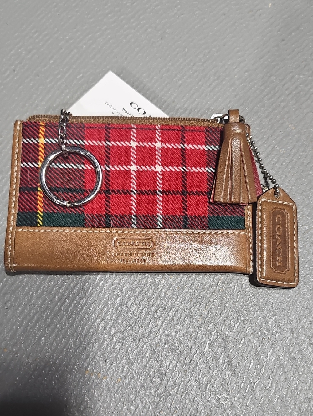 Coach VTG 8972 Tartan Plaid Mini Skinny Keychain Card Coin ID Case Holder NWT